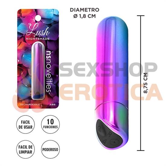 Bala vibradora tornazolada con carga USB